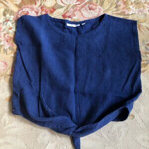Only Child Luzon Tie Top in Navy, XS